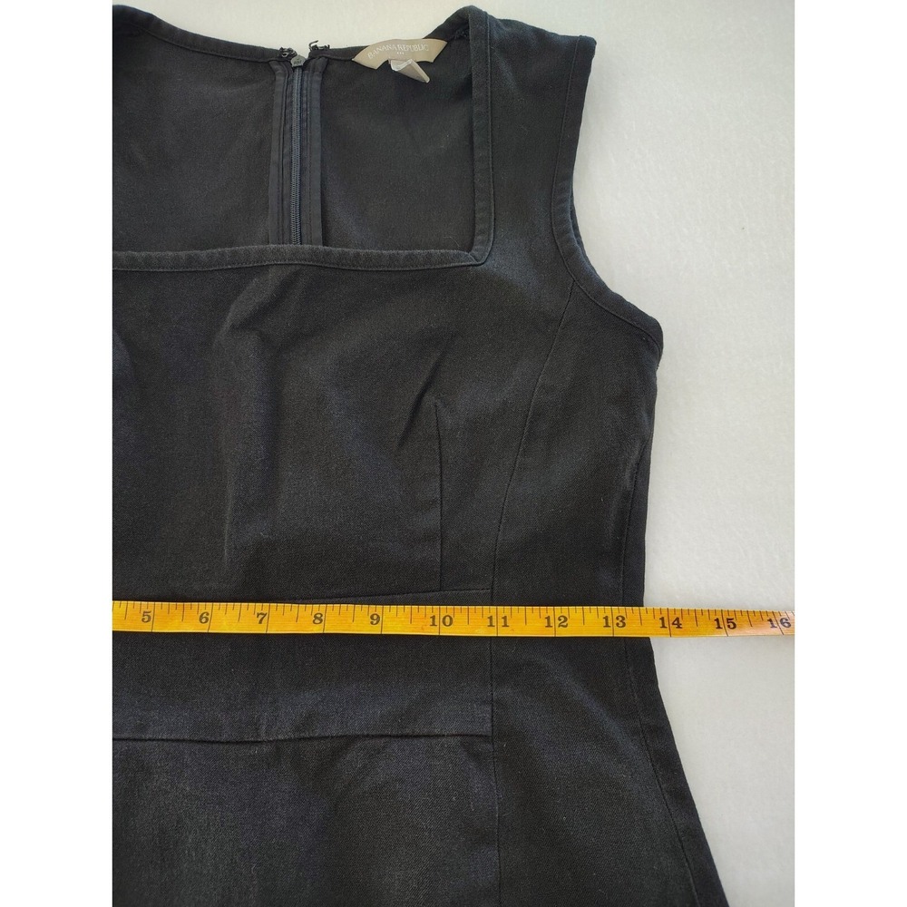 Banana Republic Sloan fit Sheath Dress Size 4 Petite Square Neck Sleeveless Blac - Picture 8 of 10